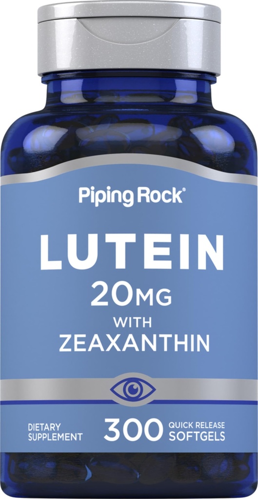 Piping Rock Lutein ו- Zeaxanthin תוסף | 20 מ"ג | 300 Softgels | ויטמין Eye From Mary Golden Extract