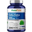NusaPure Gotu Kola כמוסות 20:1 לחלץ, 200 מ"ג שווה ל 4000 מ"ג Per Veggie Caps, 200 הרוזן, non-GMO, טבעוני, Bioperine - מסורתי Herb לחלץ