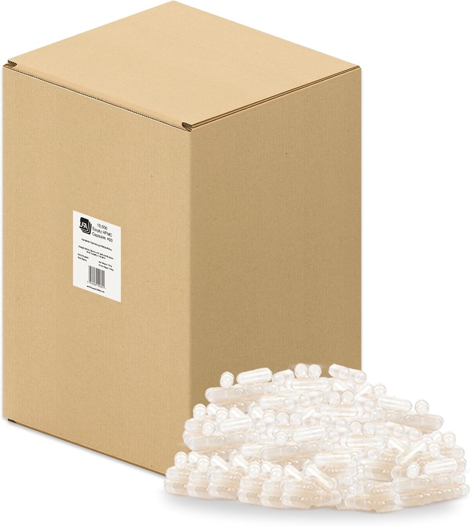 קפסולות ריקות - Vegan HPMC - 10000 Count Box - גלולות קפסולות סוללות ריקות קפסולת מילוי מכונות Tray - Joined Vegetarian Caps Easy Snap עבור גלולות זולת אבקה