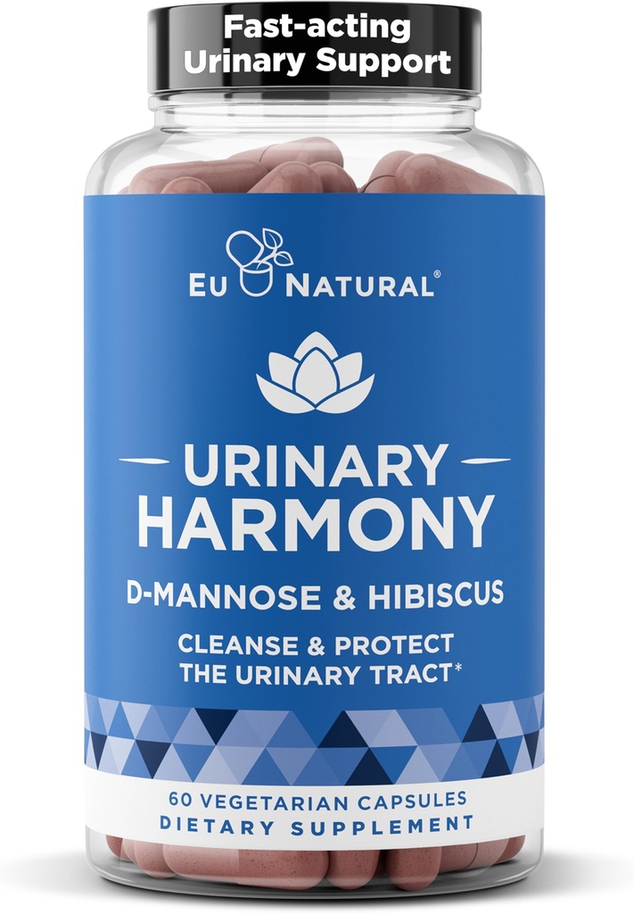 Urinary Harmony D-Mannose תוסף - Urinary Tract Health for Women - ניקוי ו Flushes The Urinary System - מערכת כוח קליני פוטנט פורמולה עם DMannose ו Hibiscus - 60 קפסולות מהירה לפעול קפסולות