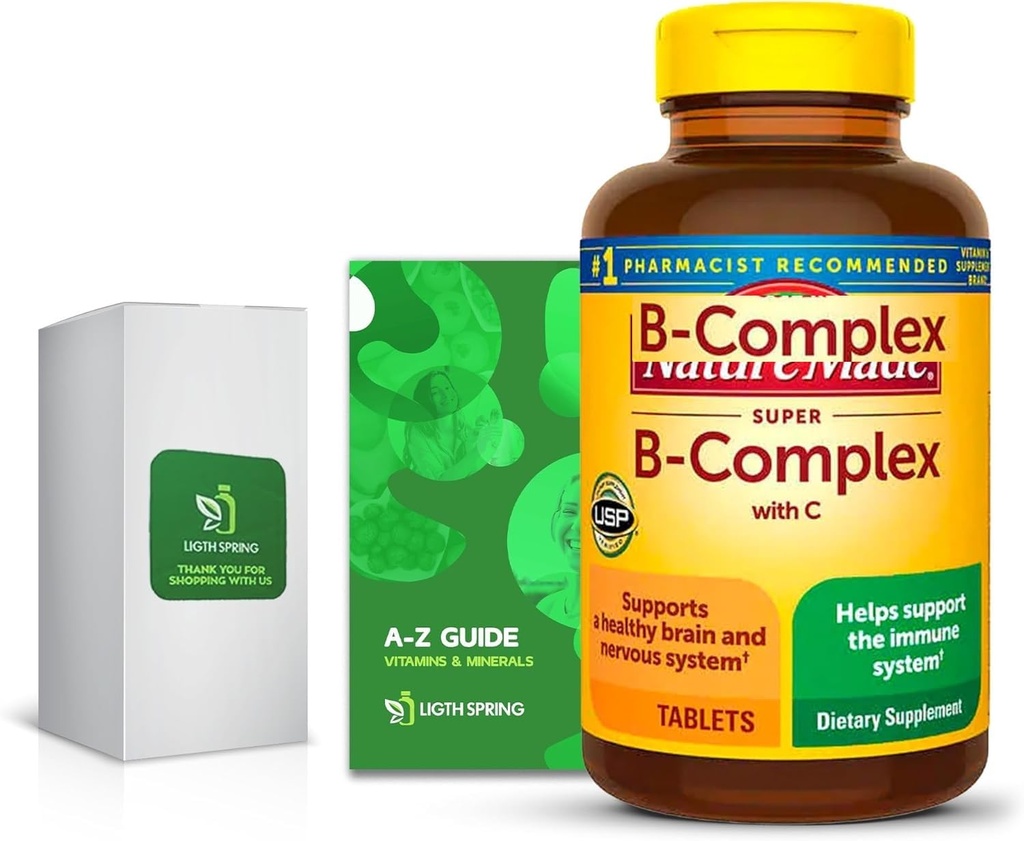 Super B-Complex with C,460 טבליות עם ויטמינים ומינרלים בלעדיים A to Z - Better Ligth & Spring Guide (2 פריטים)