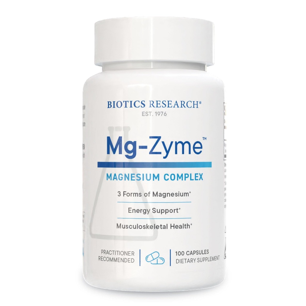Biotics Research Mg-ZymeTM Triple Magnesium Complex 100 מ"ג-מגנזיום Glycinate, Gluconate, Aspartate Chelated, High Absorption, Support Sleep, Energy, Cardiovascular Health - 100 קפסולות