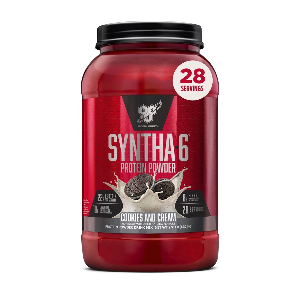 BSN SYNTHA-6 אבקת חלבון Whey, Micellar Casein, אבקת חלבון החלב, קובצי Cookie ו Cream, 28 משרתות (Package May Vary)