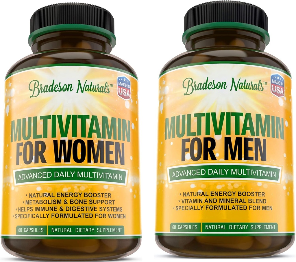 תוספי Multivitamin של נשים + תוספי Multivitamin של גברים. ויטמין A C D E & ויטמין B Complex תמיכה ונקבה משפר את בריאות הקרווסקולרית והבסיסית. Antioxidant & Natural Energyzer