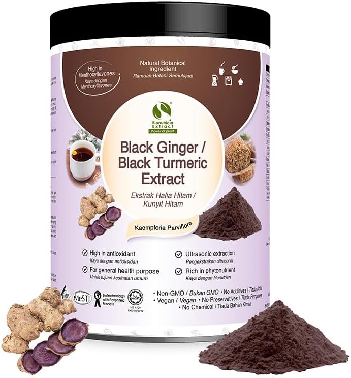 Bionutricia שחור ג'ינג'ר אבקה | פלטה סטנדרטית טהורה | Energy & Stamina | 1.76 Oz (50g)