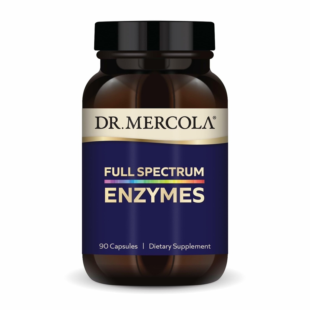 Dr. Mercola Full Spectrum Enzymes - 22 Enzymes שונים - תמיכה בריאות עיכול & Immune - עוזר Digests, Fats, חלבונים וסיבים - non-GMO, Gluten-Free & Soy-Free 90 קפסולות