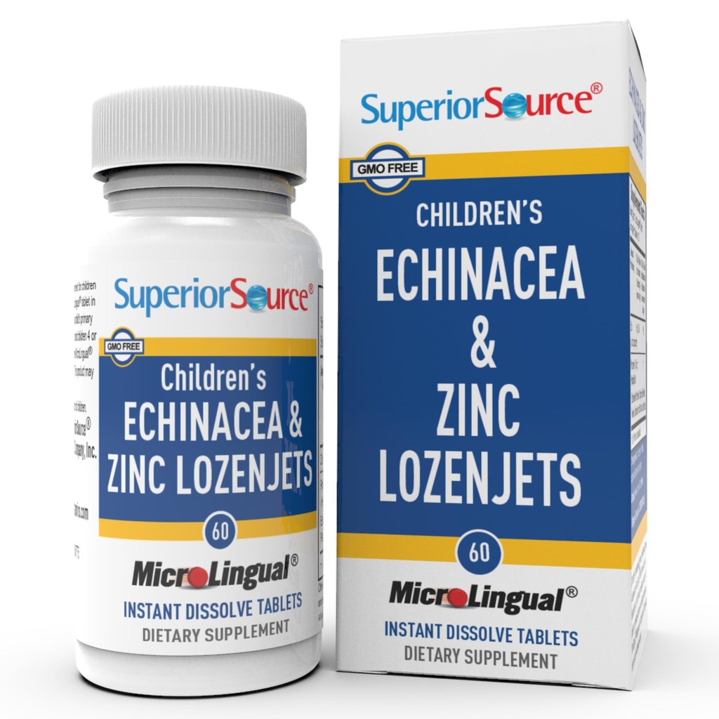 High Source Children's Echinacea & Zinc Lozenjets - Herbal Immune Support for Kids - Non-GMO & Gluten-Free - Peppert - 60 טבליות microLingual Dissolvable