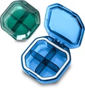 Daily Pill Organer, 2 Pack 4 השוואתי Small Pill Box Fit, Travel Pill מארגנת עבור Purse Pocket כדי להחזיק ויטמינים, שמן Cod Liver, תוספים ותרופות (כחול + ירוק)