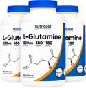 חומרים מזינים L-Glutamine 800 מ"ג, 180 קפסולות (3 בקבוקים)