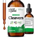 Wild & Organic Cleavers Tincture - טבעי Detox טיפות עם קלאסף Leaf - גליום Aparine Herb לחלץ תוסף - טבעוני, סוכר ואלכוהול חינם - 2 fl oz