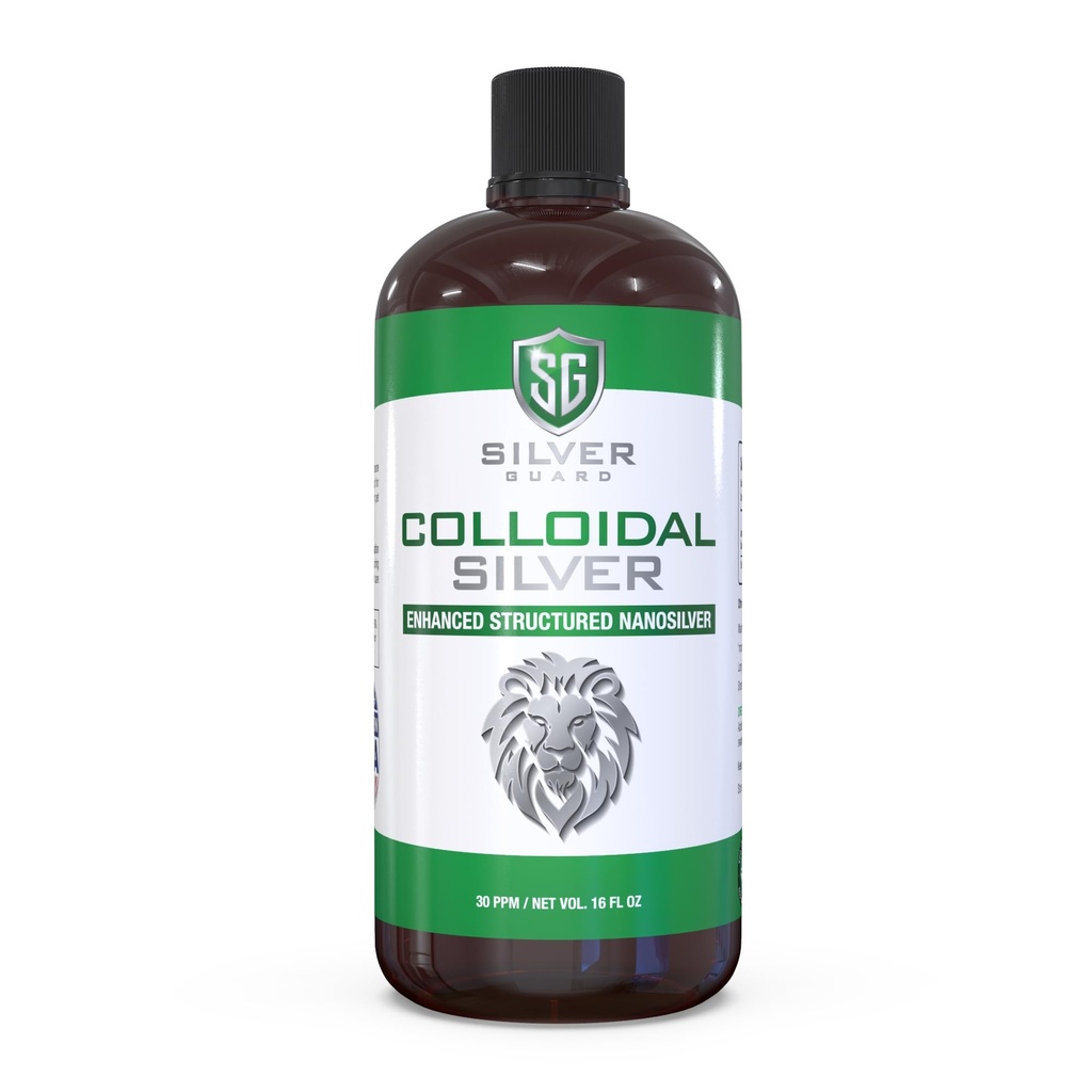 תוסף תמיכה ב-Immune נוזלי- 30ppm Pure & Natural Structured Silver Water - Organic Colloidal Silver Solution - 16 ozבק (1 Pack)