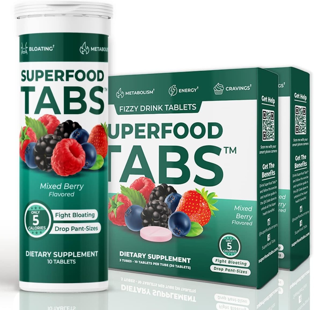 Superfoods Superfoods Company Detox Cleanse Drink - תוספי תזונה לנשים וגברים - תמיכה במשקל בריא, בריאות עיכול, Cravings & Bloating Relief - מעורב ברי פלפור (60 טבליות)