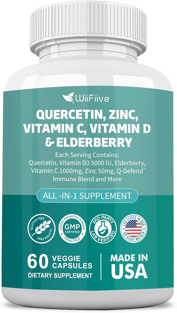 60 הרוזן Quercetin 50 מ"ג Zinc 1000 מ"ג ויטמין C 5000 IU ויטמין D3 1000 מ"ג Turmeric 1000 מ"ג Turmeric 1000 מ"ג עם Q-Defend Immune Band Reisshi Nettle Arteemisinin, Non-GMO, Free Supports Health Supports Health Supports Health