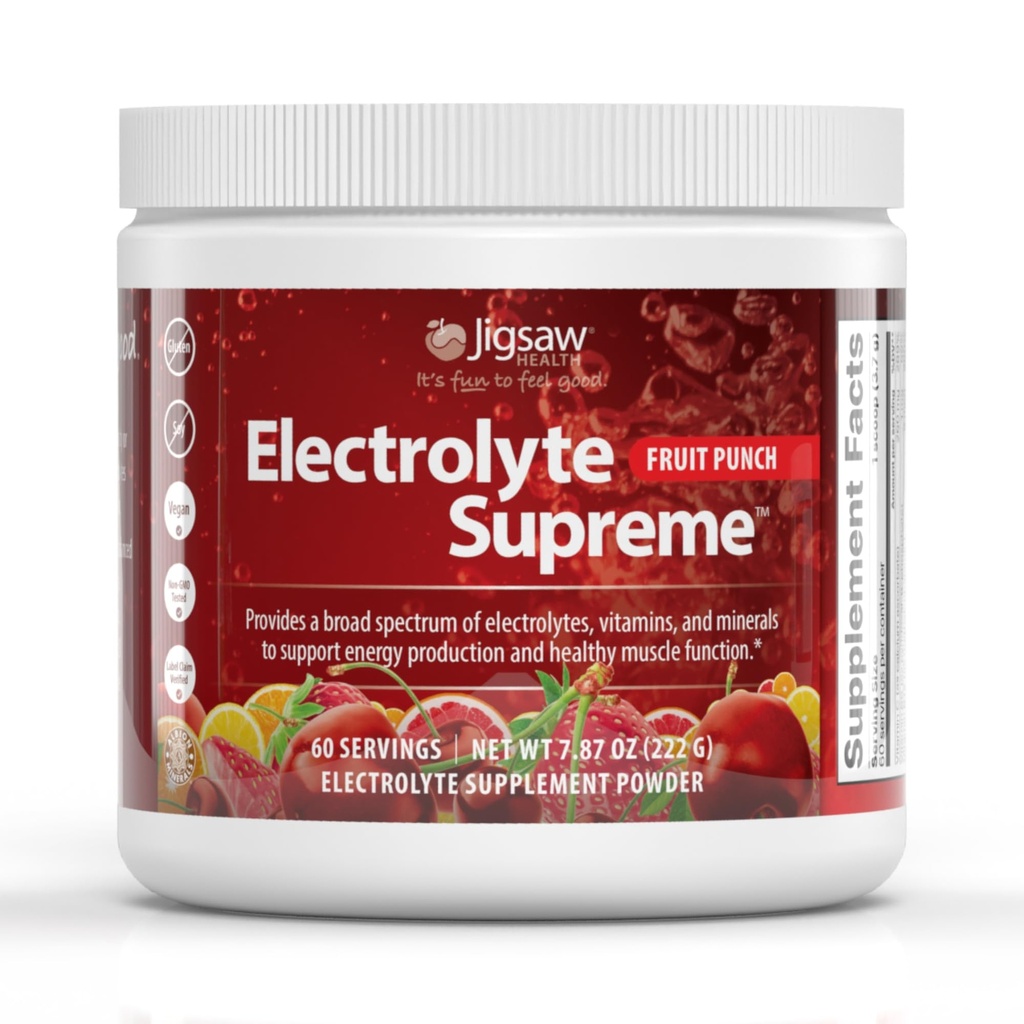 Jigsaw בריאות אלקטרוליט העליון | Broad Spectrum of Electrolytes + Trace מינרלים | פירות Punch Flavor
