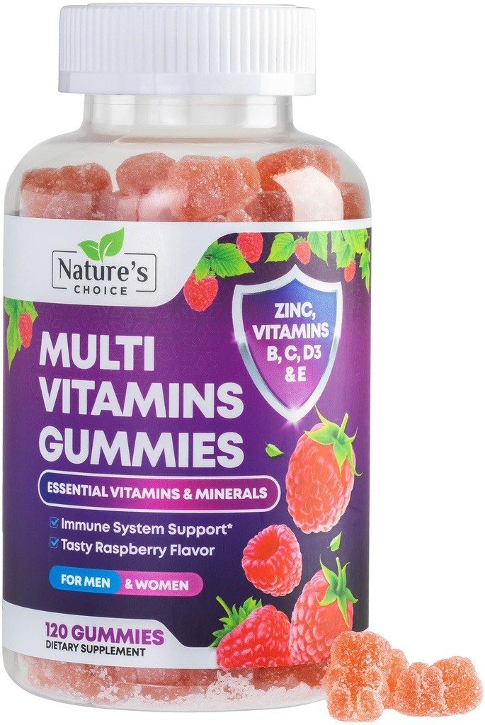 Multivitamin Gummies עם ויטמין A, C, D, E, B12, Zinc - Daily Adult Gummy ויטמינים & מינרלים לנשים וגברים, Immune Support Gummy Multivitamins תוסף, ויטמין רב למבוגרים - 120 חניכיים