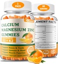 (2 Pack) Calcium Magnesium Zinc Gummies עם ויטמין D3 & K2 - סוכר חינם Calcium חניכיים לנשים וגברים - תמיכה העצם & Immune - Non-GMO, Gluten-Free, כתום פלאמורד - 120 הרוזן ספירה