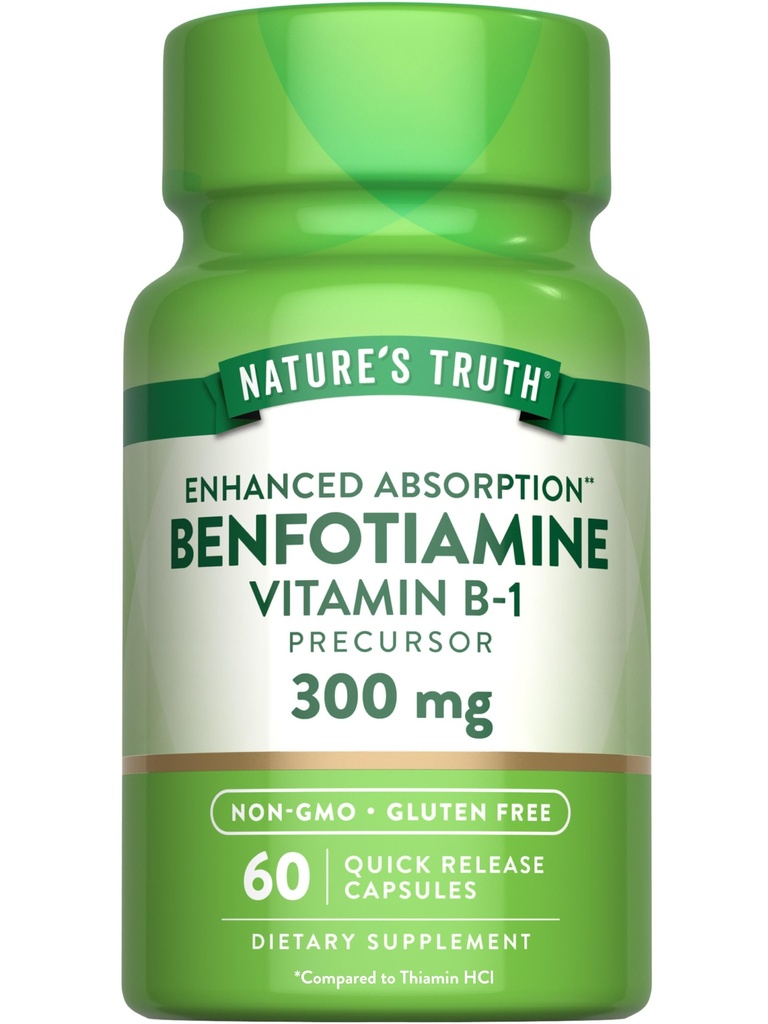 האמת של הטבע Benfotiamine | 300 מ"ג | 60 Count | Non-GMO ו- Gluten Glu Supplement