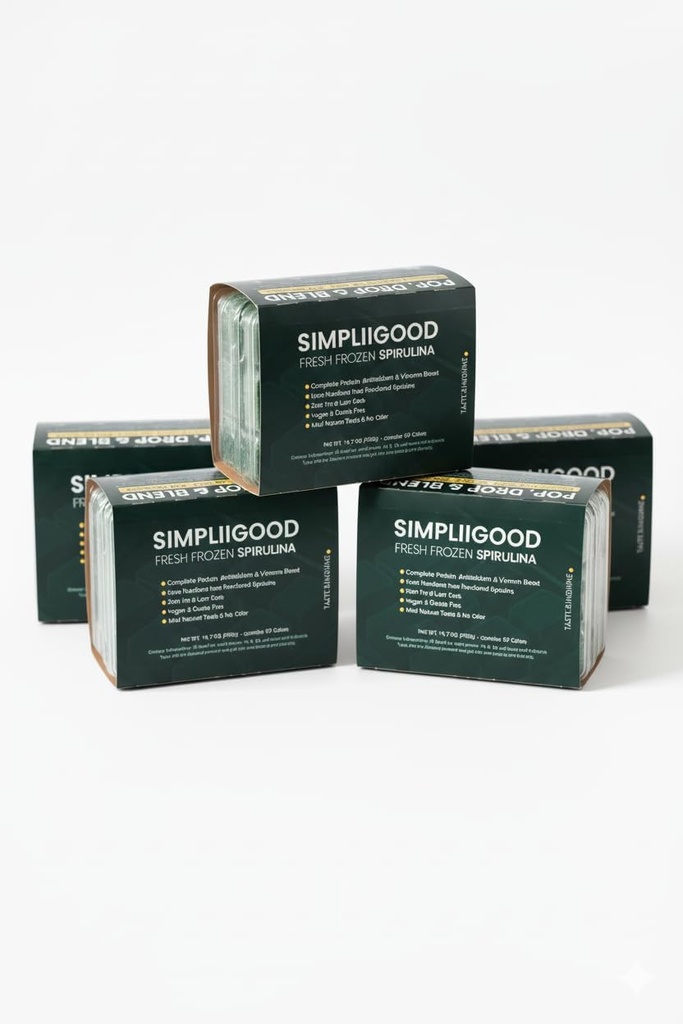 Frozen Spirulina Premium Superfood for Adults & Teens Nutrient-Rich Easy to Use Frozen Spirulina 12 Trays Contains 10 Cubes in Each Pack. 2 Cube = 28g (one Serving)