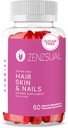 שיער ZENZSUAL, Skin and Nails Gummies - Multivitamin עם ביוטין, ויטמין C, B12 ו- Zinc - תוספת טבעונית וסוכר חינם (60 חניכיים)