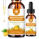 Magnesium Glycinate נוזל טיפות עם Citrate & Turate - קוגניציה, שריר ופוקוס, תוסף מגנזיום נוזלי עם ויטמין D3, GABA, L-theanine, Pineapple Flavor - 1 Fl Oz (2 Pack)