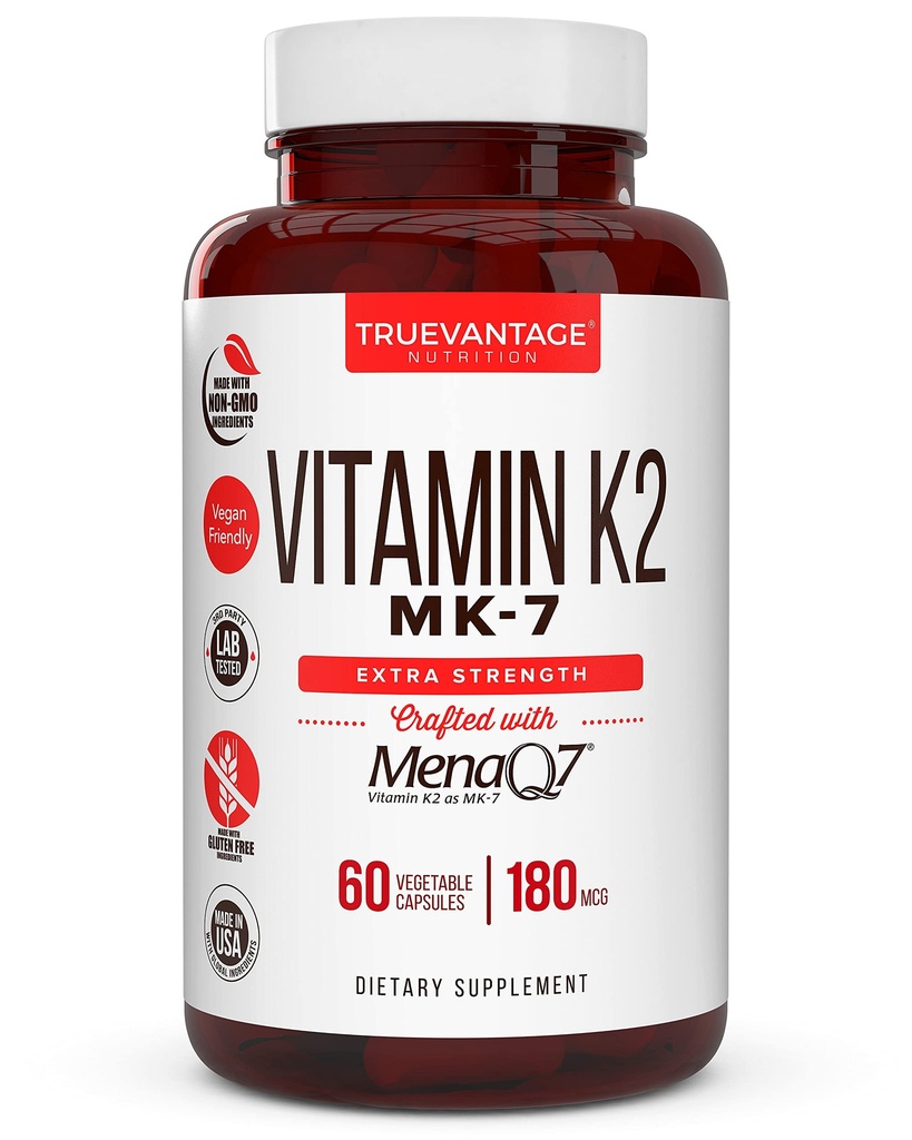 ויטמין k2 MK-7 תוסף 180mcg -Vitamin K2 תומך העצם & Heart בריאות עבור Cardiovascular Calcium Absorption מ Arteries- 60 קל ל-Swallow ירקות מכסה של MenaQ7 K7 K7 K7 MK7 K7 MK7