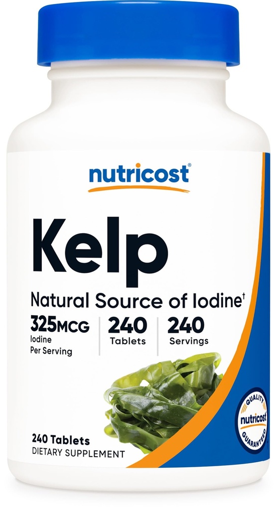 טבליות זולות Kelp, 325mcg של Iodine, 240 טבליות - non-GMO, Gluten חינם