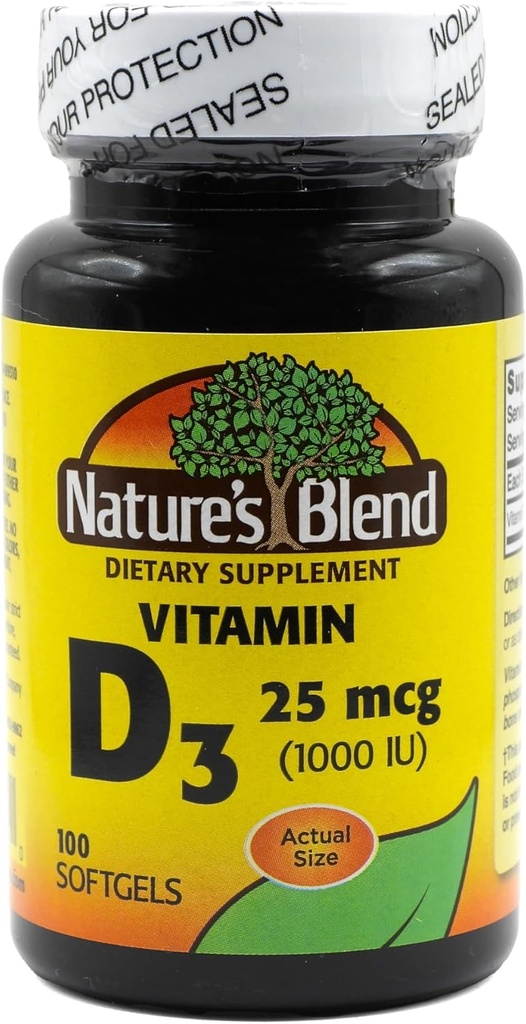 ויטמין D3 25 MCG (1000 IU) Easy-to-Swallow, 100 SOFTGELS