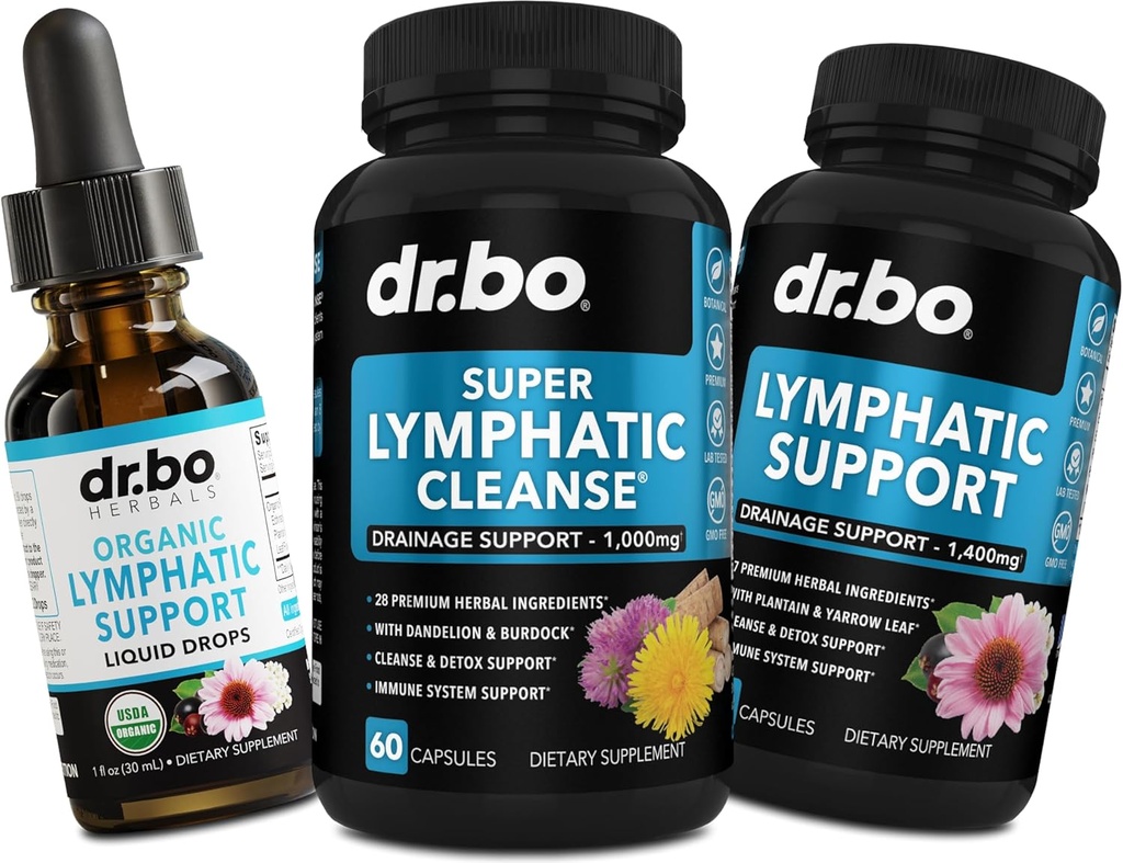 Lymphatic Drainage תוספי Pills & Drops - אורגני תמיכה נוזלי נוזלי טיפות ניקוי קפסולות עם Echinacea, ג'ינג'ר, Dandelion, Red Root תוסף Lymph Node Detox מערכת ניקוי Drainage