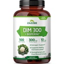 Zazzee DIM 300 מ"ג פר קפסולה, 100 Count, Plus 10 מ"ג BioPerine, Estrogen Balance, Hormonal Acne, Menopause Support, Hormonal Balance, Diindolylmethane, טבעוני, All-Natural, non-GMO, Made in the USA