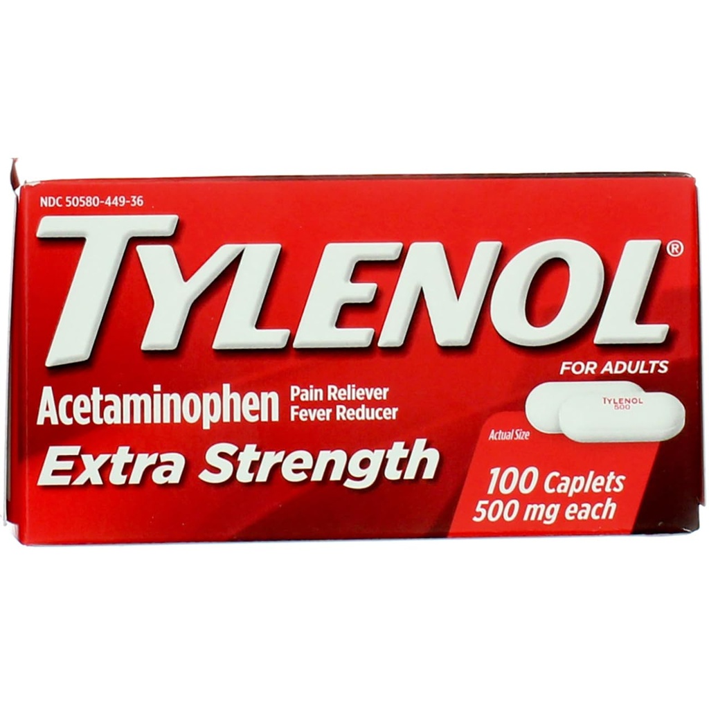 Tylenol תוספת Power Caplets עם 500 מ"ג Acetaminophen, כאב Reliever & Fever מופחת, 100 ct