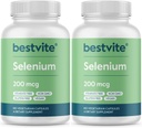 BestVITE Selenium 200mcg (360 קפסולות צמחוניות) (2-Pack) - No Stearates - No Flow Agents - טבעוני - Non-GMO - Gluten Free