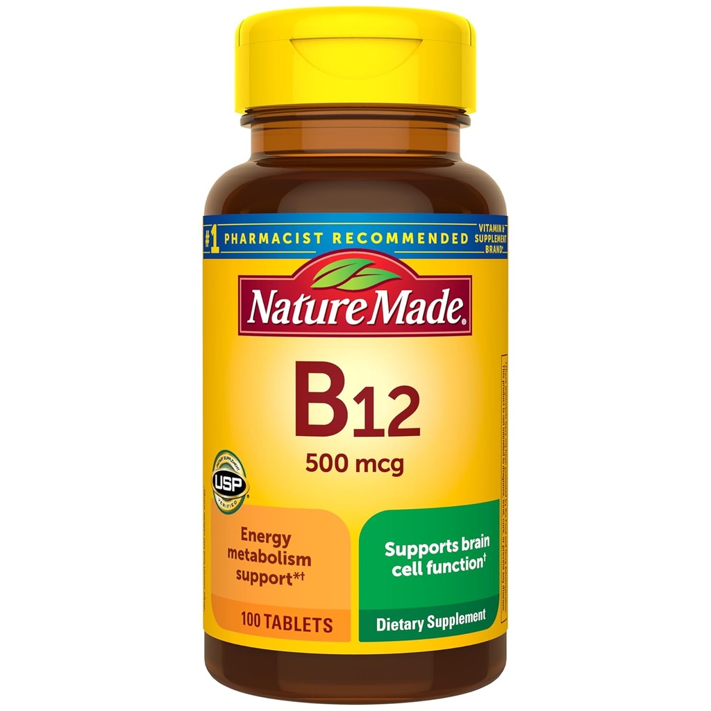 הטבע עשה ויטמין B12 500 mcg. Tablet 100 Ct