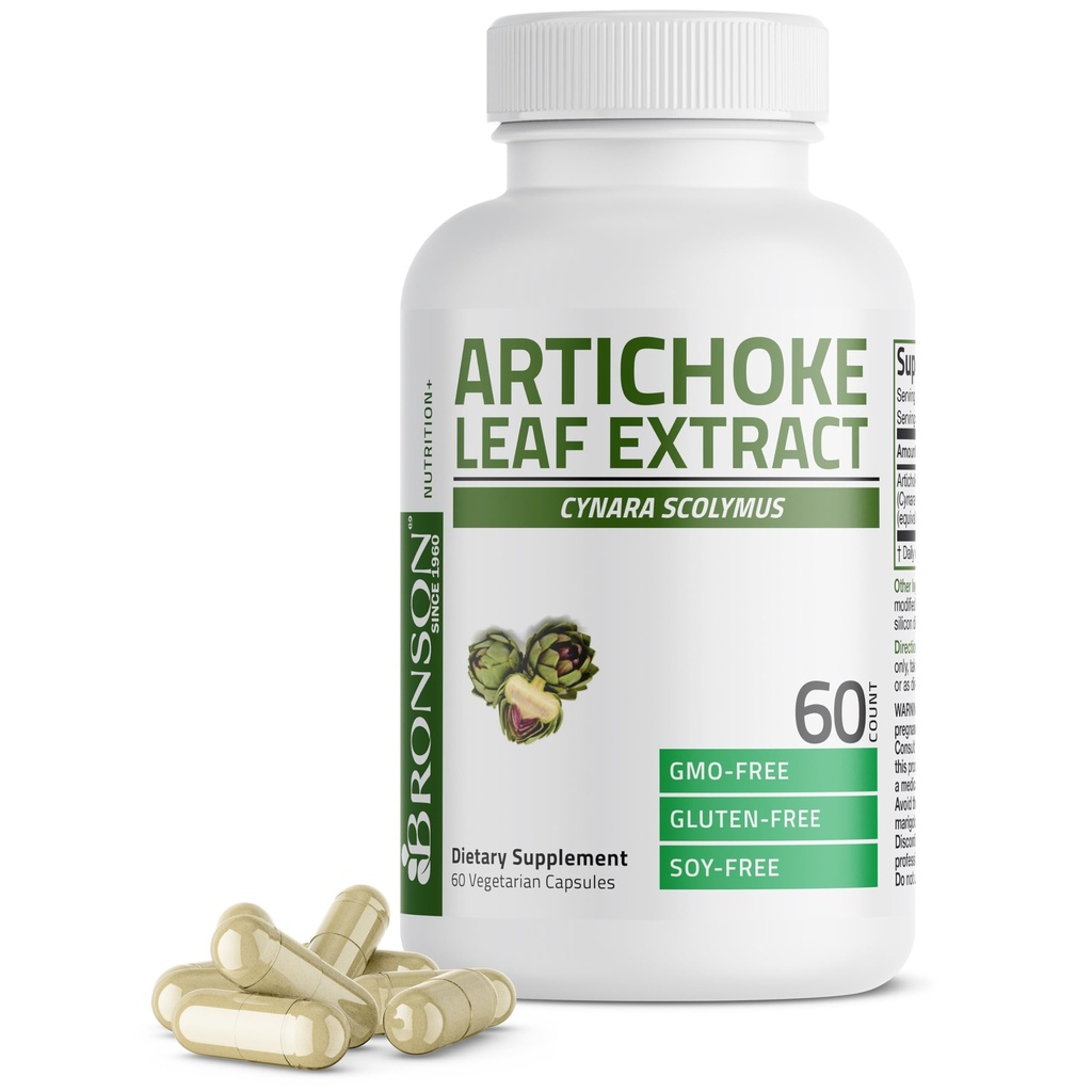 Bronson Artichoke Leaf Extra Power תומך בתפקוד Liver בריא, Non-GMO, 60 קפסולות צמחוניות