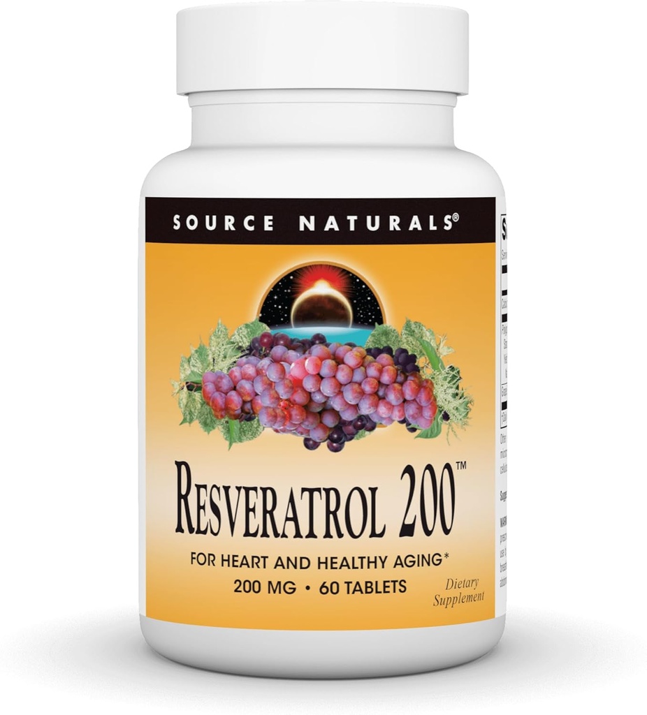 מקורות טבעיים Resveratrol, for Heart and Healthy Aging* 200 מ"ג - 60 טבליות