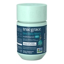 True Grace Men's 40+ One Daily Multivitamin Fermented מינרלים, אביזרים אורגניים ו Mushrooms Whole Balance Immune, Endurance, Bone & Heart Support - Non-GMO - 30 טבליות טבעוניות