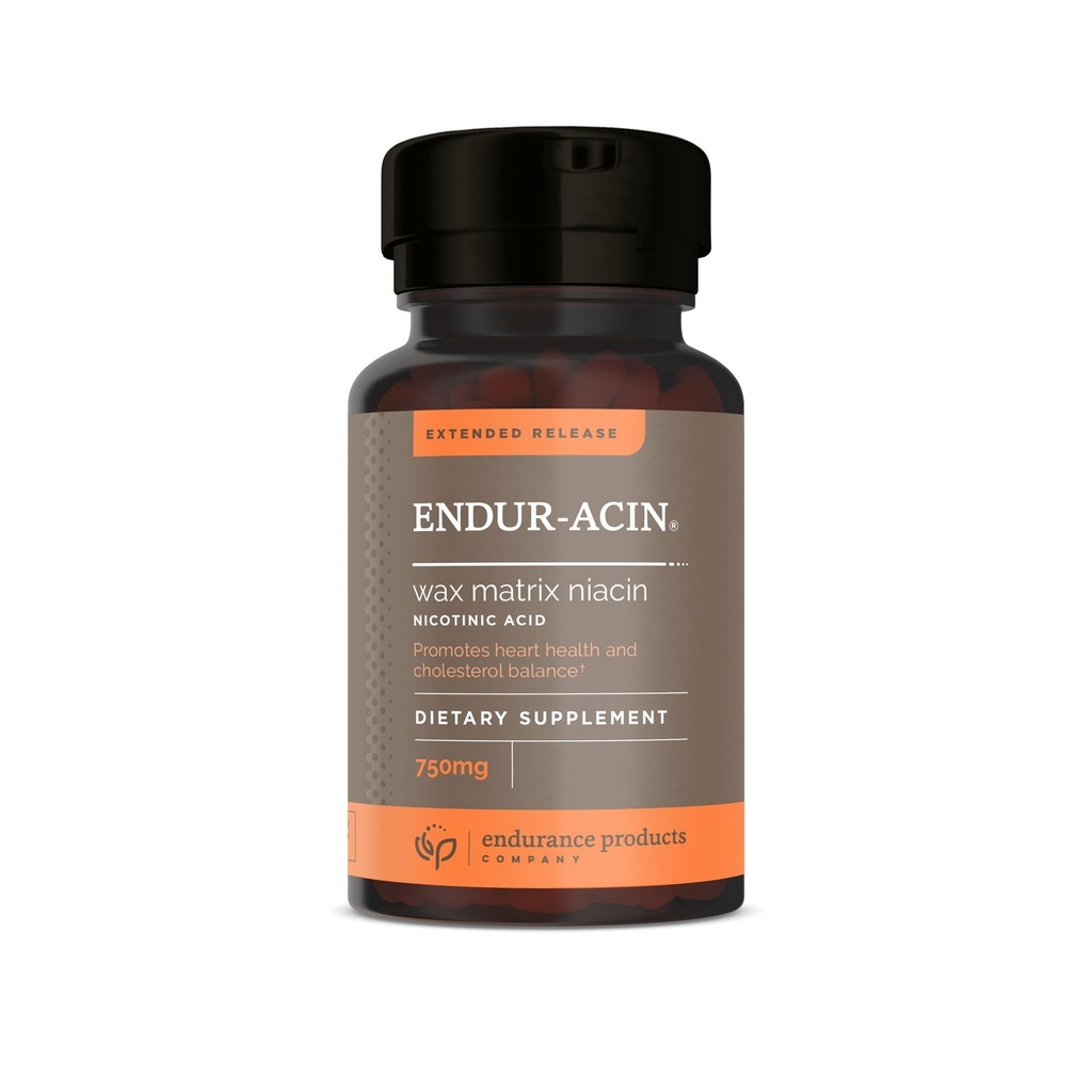 ENDUR-ACIN Niacin, Heart Health & Healthy Cholesterol Balance תוסף, Extended Release for Optimal Absorption, Gluten Free, 750 מ"ג (200 טבליות)