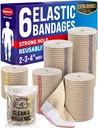 High-Performance Epic Bandage Wrap - 6 Pack (2x2in, 2x3in, 2x4in) - Self-Closing Strong Compression Bandage Wrap for Feet, Ankles, Wrists, וברך