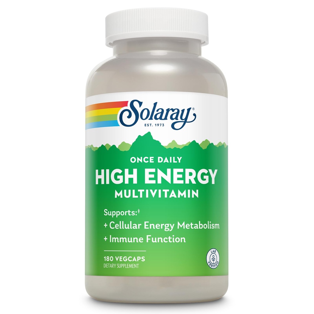 SOLAרי פעם דיילי High Energy Multivitamin for Women and Men - תוספי אנרגיה - Immune Support w/Vitamin C, A, D ו- E, ויטמין B Complex, Trace מינרליםs, 60-Day Promise, 180 משרת, 180 VegCaps