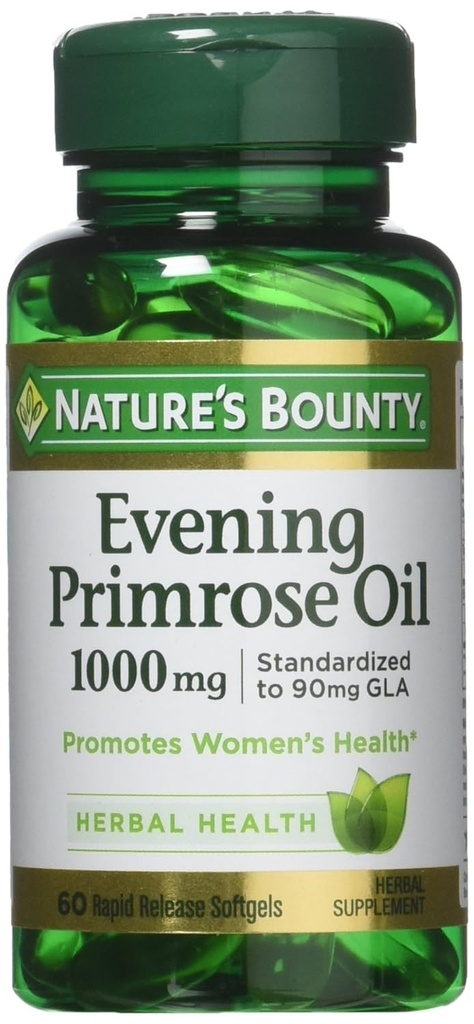 שמן חג המולד של Nature's Bounty Evening Primrose Oil, 1000 מ"ג, 180 Softgels (3 X 60 ספירת בקבוקים)