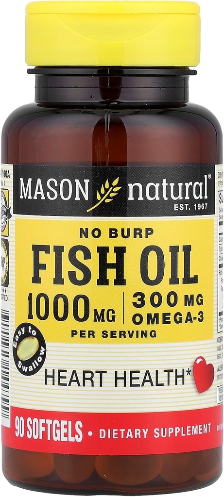 שמן דגים 1000 Mg No Burp Softgel, על ידי מייסון ויטמינים - 90 Ea