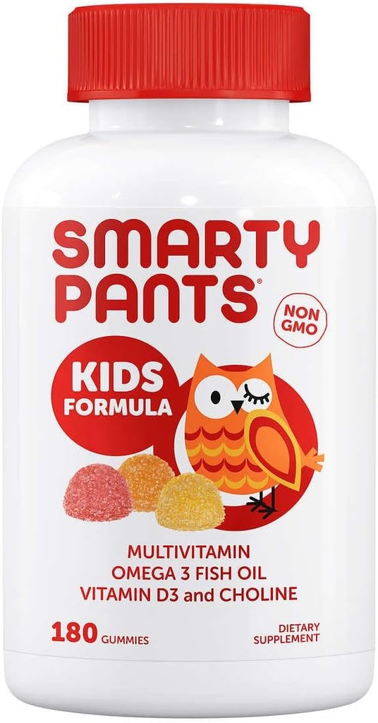 Generic Smarty Pant Kids Complete Multivitamin, 180 מסטיקנים בונדלה, Multivitamin Plus אומגה 3, ויטמין D3 ו- B12, 45 ימים אספקה