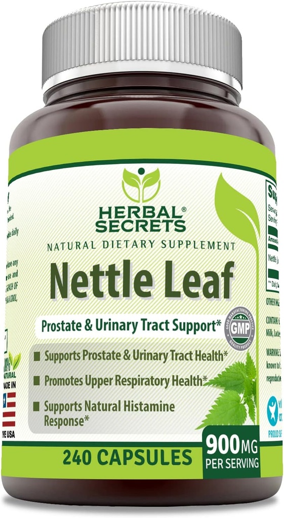סודות צמחיים Nettle Leaf 900 Mg Per משרת 240 קפסולות - תומך ב- Urinary Tract ו Prostate - Exupports Upper Respiratory Health