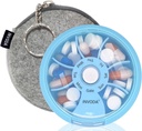 InVODA שבועי גלולות מארגנת 7 השוואת רוטטת גלולת גלולות עבור תרופות יומיות וויטמינים - Portable Travel Pill Case Fish שמן תוספי ויטמינים מארגנת (כחול +Bag)