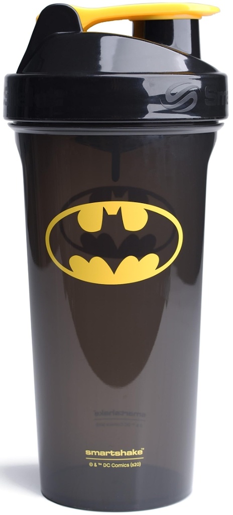 Smartshake Lite Justice League חלבון שאקר בקבוק 800 מ"ל - DC Comics Bottle, Leakהוכחה BPA Free Gym Shakerבק לחלבון שקד ואבקת חלבונים - באטמן הלוגו