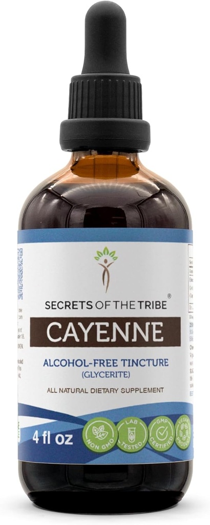סודות של השבט קייאן Tincture אלכוהול חינם לחלץ, High-Potency Herbal Drops, Tincture עשוי קייאן Capsicum annuum invigorating אפקט 4 oz