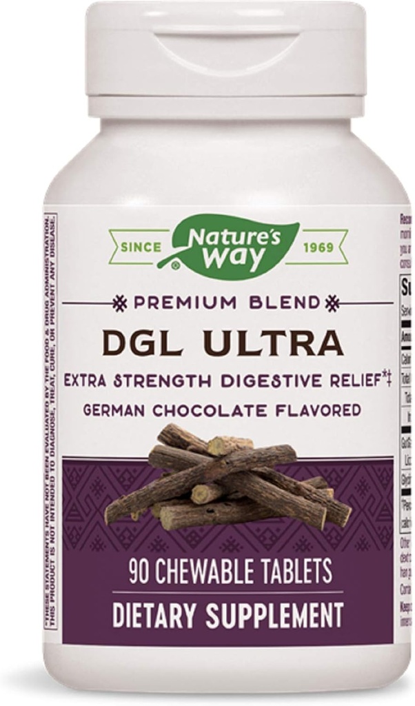 דרכו של הטבע DGL ULTRA 10:1 כוח נוסף, 75 מ"ג למנה, שוקולד גרמני פלב, 90 צ'יפות, Pack of 2 (Packaging May Vary)