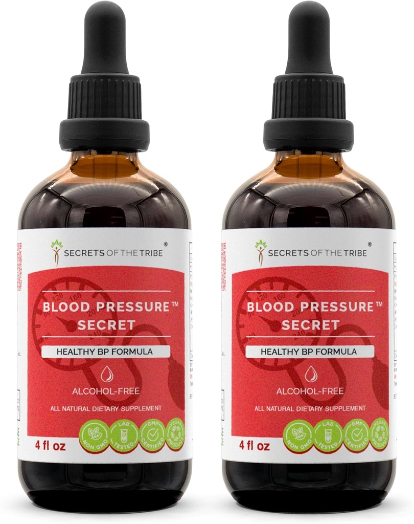 סודות השבט - Blood Pressure Secret, Healthy Circulation פורמולה, התוספת של צמחים יורדת מפלט נוזלי ללא אלכוהול (2x4 oz).