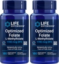 Life Extended Optimized Folate (L-Methylfolate) 1700 mcg DFE, 180 טבליות Veg (Pack of 2)