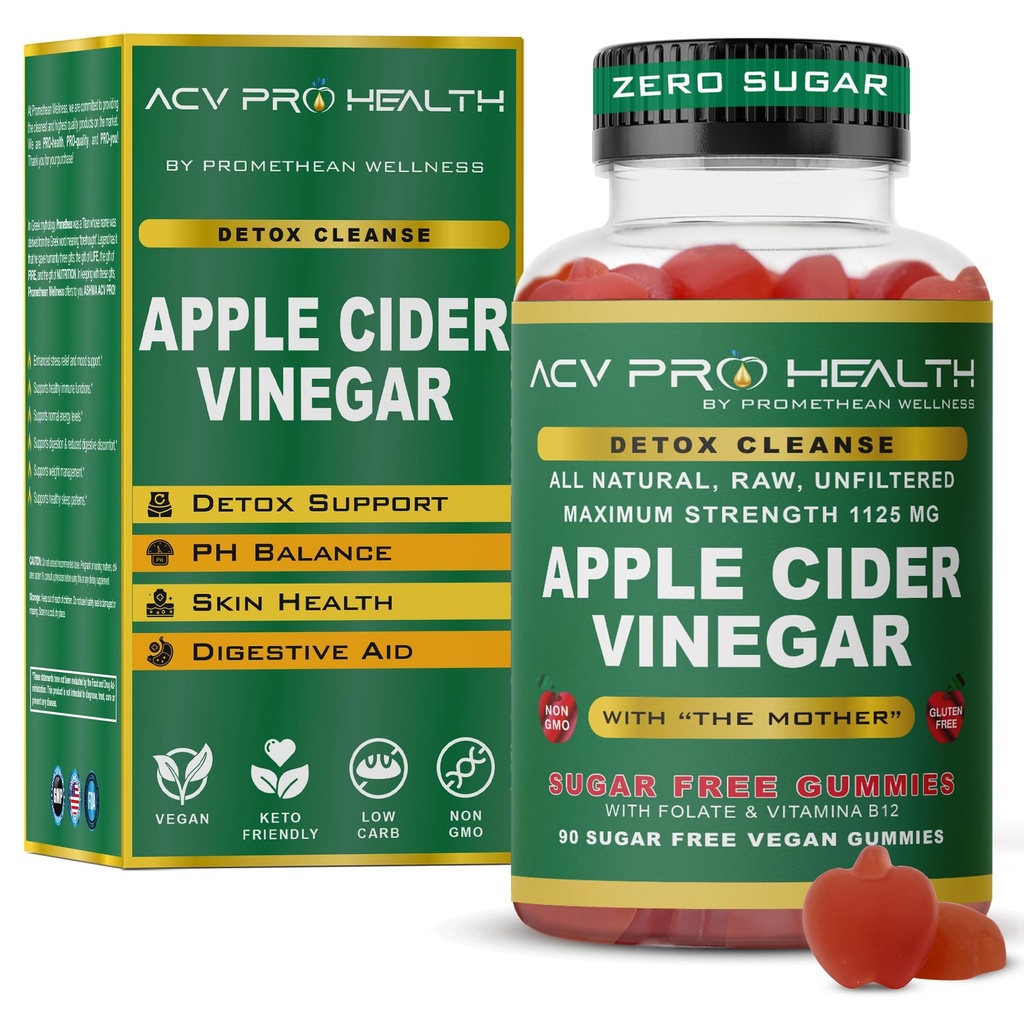 ACV עם סוכר Makes No Sense! Apple Cider Vinegar Gummies Sugar Free Low Carb מתקדם Keto Acv Gummies Keto Gummy Detox ניקויse (90 Count)