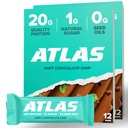 Atlasחלבון Bar, 20g חלבון, 1g סוכר, ירקות נקיים, גלוטן חינם, צ'יפ שוקולד Mint (12 Count, Pack of 2)